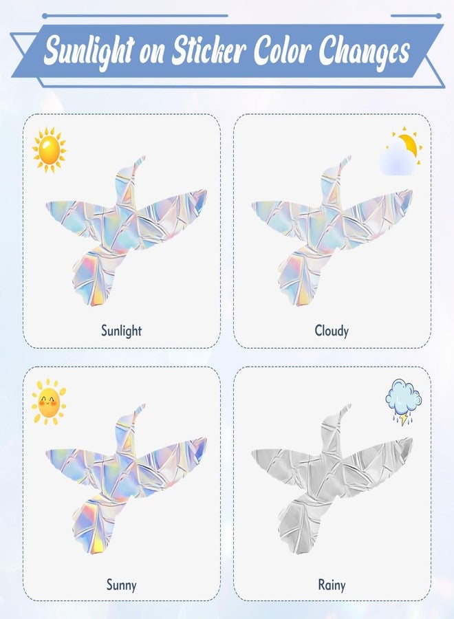 LYCBTC 48Pcs Window Stickers to Prevent Bird Strikes, Hummingbird Modeling Bird Window Strike Prevention Stickers, Weather-Reflective Window Stickers for Birds - Image 5